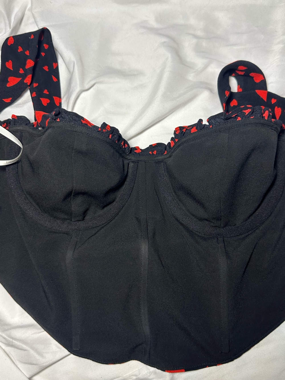 Htf Lovers + Friends Stacy Kimmy Heart Corset Bustier Crop Top Medium Black Red - Picture 9 of 17